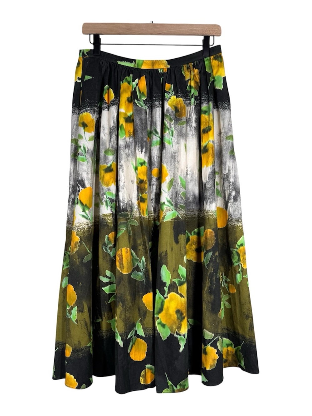 NWT Zara ZW Collection Yellow Floral Print Maxi Skirt Blogger Fav Medium
